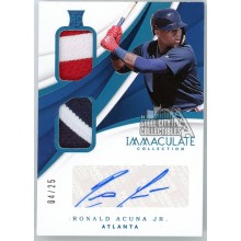 Ronald Acuna Jr 2018 Panini Immaculate Rookie Dual Patch Autograph Card #151 4/25