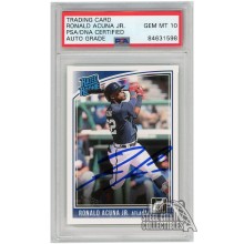 Ronald Acuna Jr 2018 Panini Donruss Autograph Rookie Card #283 PSA/DNA 10