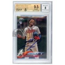 Ronald Acuna Jr 2018 Topps Chrome Update Autograph Rookie Card #HMT25 BGS 9.5 BAS 8