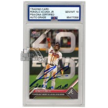 Ronald Acuna Jr 2023 Topps Now 40 HR 70 SB "2023 NL MVP" Autograph Card #927 PSA/DNA 10