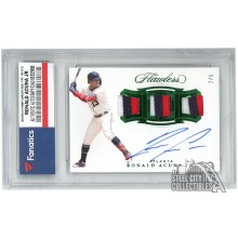 Ronald Acuna Jr 2019 Panini Flawless Emerald Triple Patch Autograph Card #TPS-RA 2/5 Fanatics