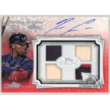 Ronald Acuna 2020 Topps Sterling Seasons Red Quad Relic Auto Card #SSAR-RA 5/5