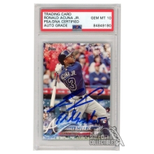Ronald Acuna Jr 2018 Topps Holiday Autograph "El Abusador" RC Card #HMW50 PSA/DNA 10