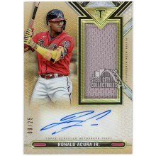 Ronald Acuna Jr 2021 Triple Threads Gold Jersey Autograph Card #ASJR-RAJ 9/25