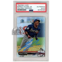 Ronald Acuna Jr 2017 Bowman Draft Chrome Refractor Autograph Card #BDC-39 PSA/DNA (Light Smear)