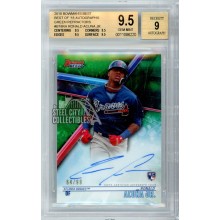 Ronald Acuna Jr 2018 Bowman's Best Green Rookie Autograph Card #B18-RA 64/99 BGS 9.5