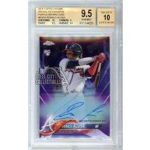 Ronald Acuna Jr 2018 Topps Chrome Purple Rookie Autograph Card #RA-RA 212/250 BGS 9.5