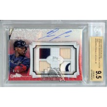 Ronald Acuna Jr 2020 Topps Sterling Seasons Quad Relic Autograph Card #SSAR-RA 3/5 BGS 9.5