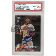 Ronald Acuna Jr 2018 Topps Chrome Update Autograph Rookie Card #HMT25 PSA/DNA (Light Smear)