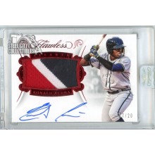 Ronald Acuna Jr 2018 Panini Flawless Ruby Rookie Patch Autograph Card #PA-RA 17/20
