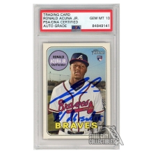 Ronald Acuna Jr 2018 Topps Heritage Autograph "El Abusador" RC Card #580 PSA/DNA 10