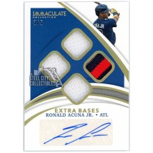 Ronald Acuna Jr 2021 Panini Immaculate Extra Bases Patch Autograph #EB-RAJ 3/5