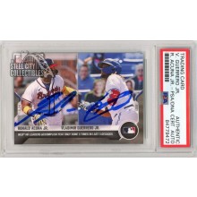 Vladimir Guerrero Jr Ronald Acuna Jr 2021 Topps Now Autograph Card #267 PSA/DNA (Smear)