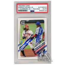 Ronald Acuna Jr/Vladimir Guerrero Jr 2021 Topps Playful Bout Of Juniors Autograph Card - PSA/DNA
