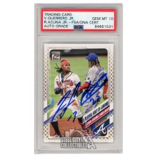 Ronald Acuna Jr Vladimir Guerrero Jr 2021 Topps Gold Stars Autograph Card #61 PSA/DNA 10