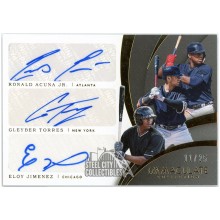 Ronald Acuna Jr Torres Jimenez 2018 Panini Immaculate Triple Rookie Autograph Card #TS-ATJ 11/25