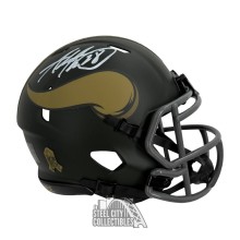 Adrian Peterson Autographed Minnesota Vikings 2025 Salute To Service Mini Football Helmet - JSA (White Ink)