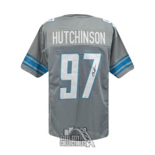 Aidan Hutchinson Autographed Detroit Custom Silver Football Jersey - JSA