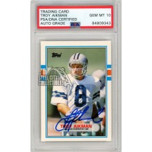 Troy Aikman 1989 Topps Traded Autograph Rookie Card #70T PSA/DNA 10