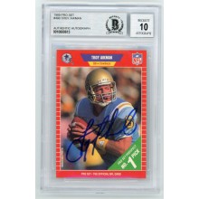 Troy Aikman 1989 Pro Set Autograph Card #490 - BAS 10