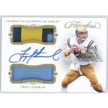 Troy Aikman 2019 Panini Flawless Collegiate Holo Gold Dual Patch Auto Card 01/10