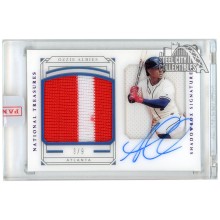 Ozzie Albies 2019 Panini National Treasures Shadowbox Patch Autograph Card #SS-OA 3/9