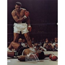 Muhammad Ali Autographed 16x20 Photo Standing Over Liston Gold Ink- JSA LOA YY03448