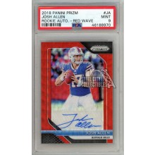 Josh Allen 2018 Panini Prizm Red Wave Rookie Autograph Card #RA-JA 147/199 PSA 9