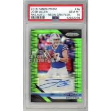 Josh Allen 2018 Panini Prizm Neon Green Pulsar Rookie Autograph Card #RA-JA PSA 10