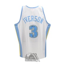 Allen Iverson Autographed Denver Mitchell & Ness White Basketball Jersey (L) - BAS