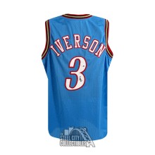 Allen Iverson Autographed Philadelphia Custom Blue Basketball Jersey - JSA