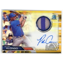 Pete Alonso 2019 Bowman Chrome Gold Rookie Patch Autograph Card #BCAR-PA 44/50