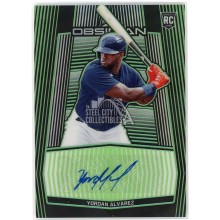 Yordan Alvarez 2020 Panini Chronicles Obsidian Green Electric Etch Rookie Autograph Card #OA-YA 4/5