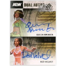 Queen Aminata Red Velvet 2025 Upper Deck AEW SP Game Used Dual Autograph Card #DA-VA 29/35
