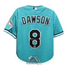 Andre Dawson Autographed Florida Mitchell & Ness Teal Baseball Jersey (XL) - BAS