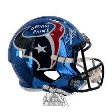 Andre Johnson Optimus Prime Autographed Houston Texans Chrome Replica Full Size Football Helmet - BAS