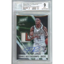 Giannis Antetokounmpo 2018 Panini National Convention Magnetic Fur Patch Autograph Card #GA 1/1 BGS 9