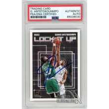Giannis Antetokounmpo 2018-19 Panini Donruss Lock It Up Autograph Card #4 PSA/DNA