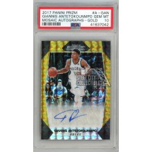 Giannis Antetokounmpo 2017-18 Panini Prizm Mosaic Gold Autograph Card #A-GAN 6/10 PSA 10