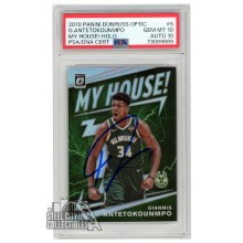 Giannis Antetokounmpo 2019-20 Panini Donruss Optic My House! Holo Autograph Card #5 PSA 10 PSA/DNA 10