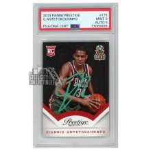 Giannis Antetokounmpo 2013-14 Panini Prestige Autograph RC Card #175 PSA 9 PSA/DNA 9 (Green)