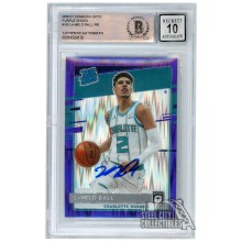 LaMelo Ball 2020-21 Panini Donruss Optic Purple Shock Autograph Rookie Card #153 BAS 10