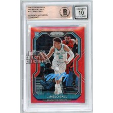 LaMelo Ball 2020-21 Panini Prizm Ruby Wave Autograph Rookie Card #278 BAS 10 (Blue)
