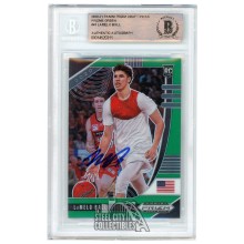 LaMelo Ball 2020-21 Panini Prizm Draft Picks Green Autograph RC Card #43 BAS