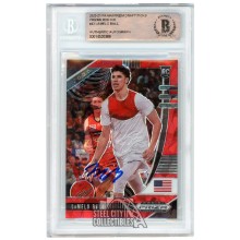 LaMelo Ball 2020-21 Panini Prizm Draft Picks Red Ice Autograph RC Card #43 BAS
