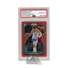 LaMelo Ball 2020-21 Panini Prizm Ruby Wave Autograph RC Card #278 PSA/DNA 10