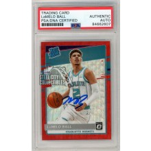 LaMelo Ball 2020-21 Panini Donruss Optic Rated Rookie Red Wave Autograph Card #153 PSA/DNA