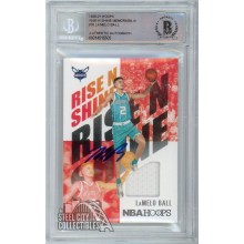 LaMelo Ball 2020-21 Panini Hoops Rise N Shine Jersey Autograph Rookie Card #RNS-LBL BAS