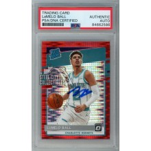 LaMelo Ball 2020-21 Panini Donruss Optic Rated Rookie Red Pulsar Autograph Card #153 PSA/DNA