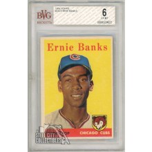 Ernie Banks 1958 Topps Card #310 BVG 6 EX-MT